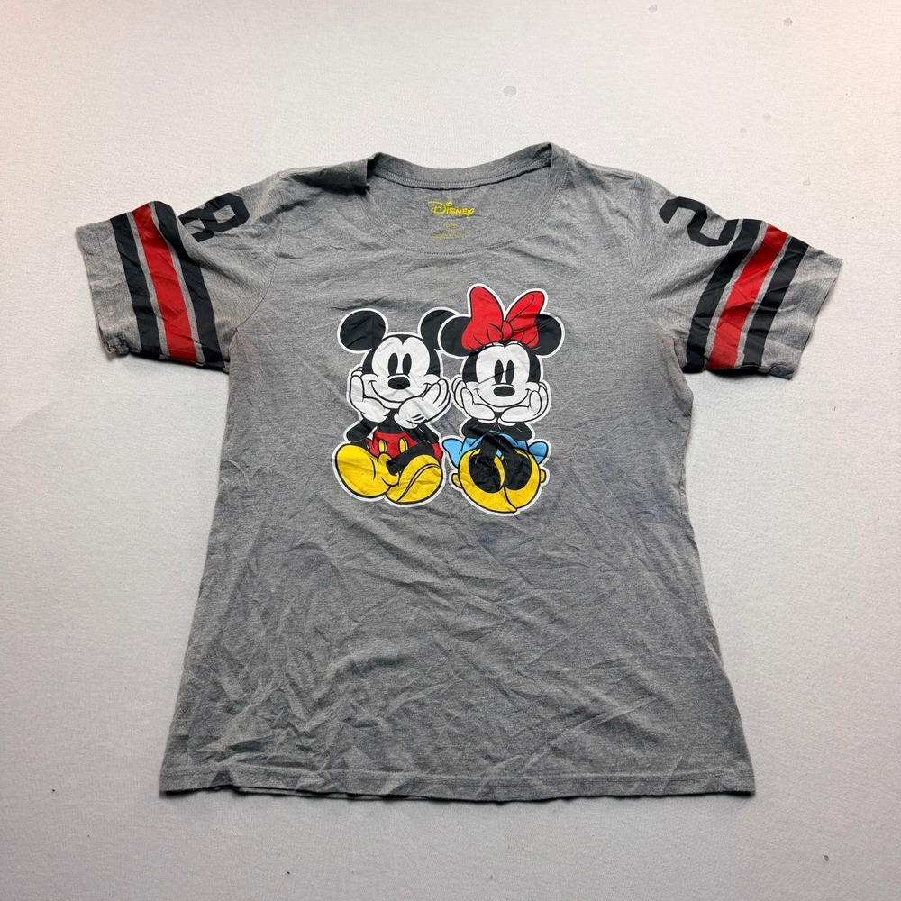 Disney Mickey Minnie Mouse T-Shirt Womens Extra Large Gray Good Varsity Stripe